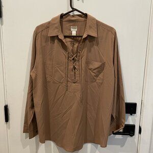 Chico's Tan Lace Up Accent Shirt or Blouse - Size 3 or XL - Rtl $98
